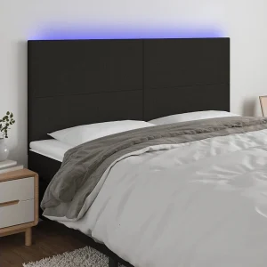 Hoofdbord | Hoofdeinde LED 160x5x118/128 cm stof zwart Hoofdbord | Hoofdeinde LED 160x5x118/128 cm stof zwart