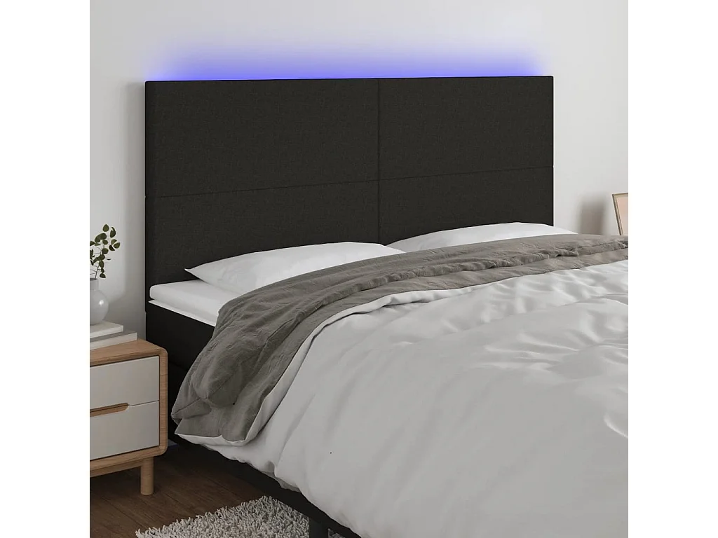 Hoofdbord | Hoofdeinde LED 160x5x118/128 cm stof zwart
