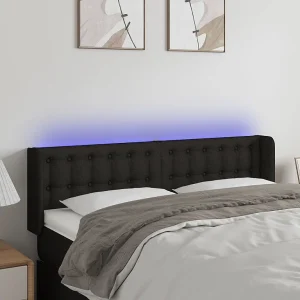 Hoofdbord | Hoofdeinde LED 147x16x78/88 cm stof zwart Hoofdbord | Hoofdeinde LED 147x16x78/88 cm stof zwart