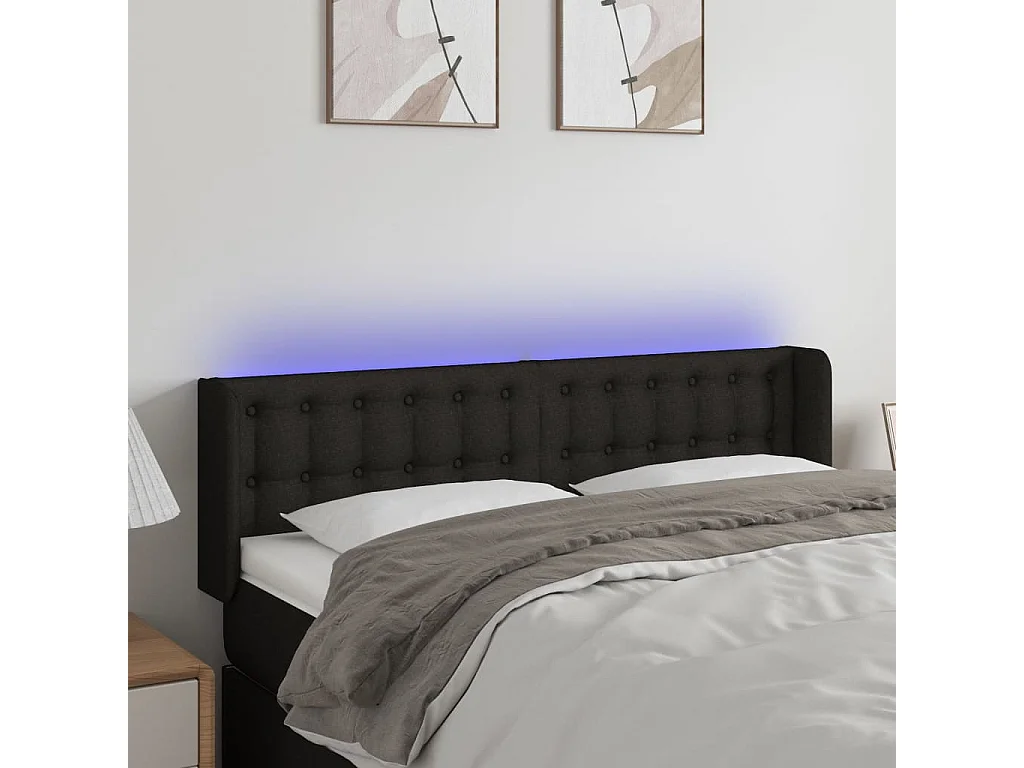 Hoofdbord | Hoofdeinde LED 147x16x78/88 cm stof zwart