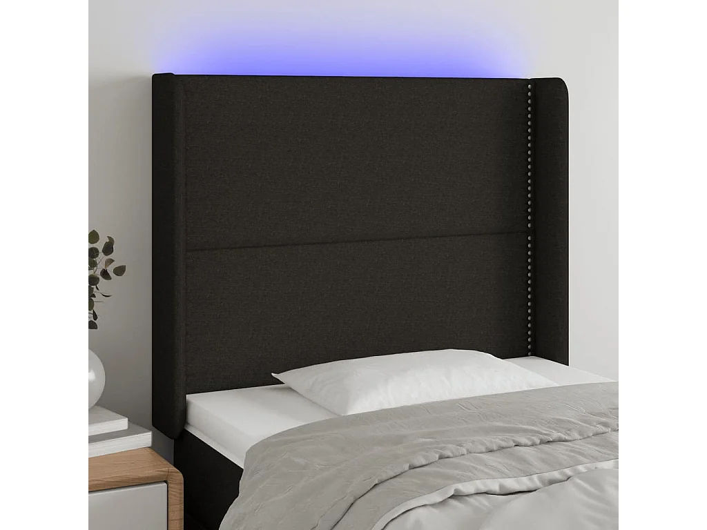 Hoofdbord | Hoofdeinde LED 83x16x118/128 cm stof zwart