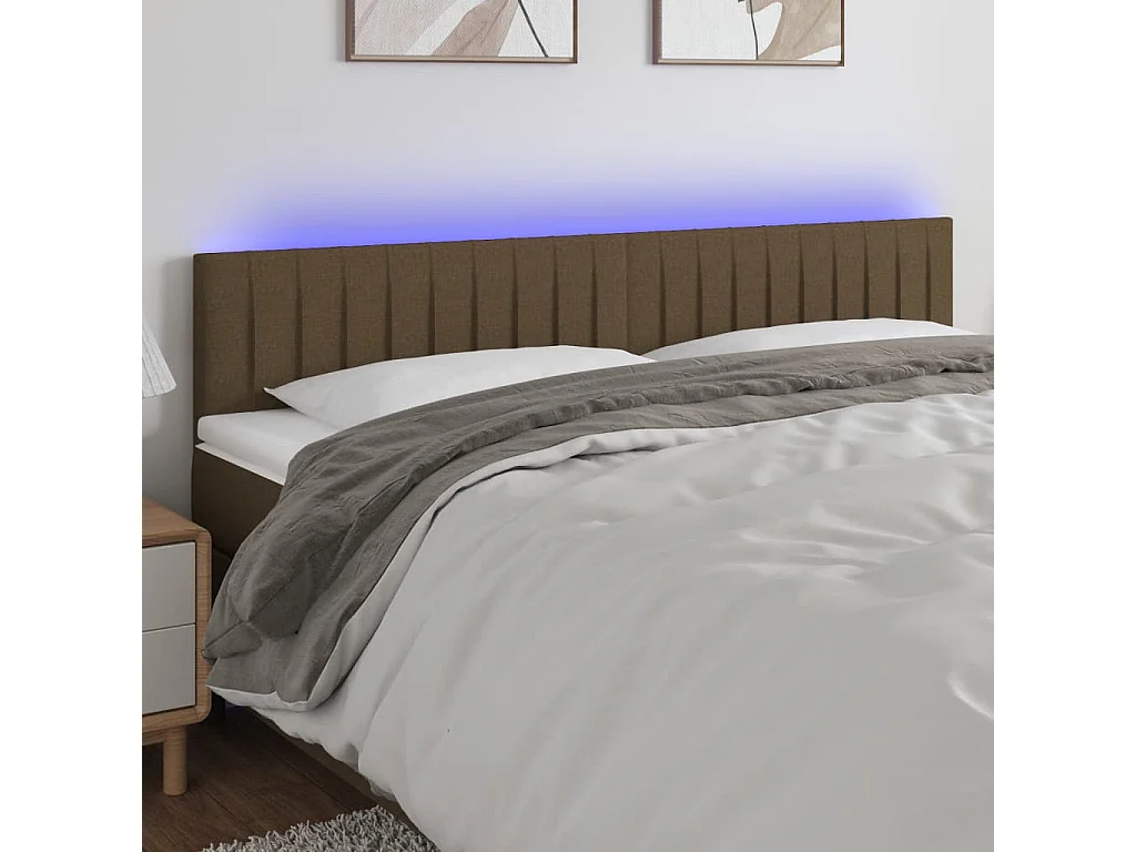 Hoofdbord | Hoofdeinde LED 200x5x78/88 cm stof donkerbruin