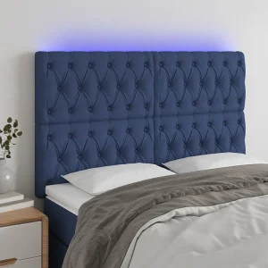 Hoofdbord | Hoofdeinde LED 160x7x118/128 cm stof blauw Hoofdbord | Hoofdeinde LED 160x7x118/128 cm stof blauw