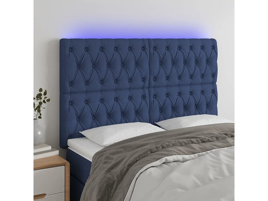 Hoofdbord | Hoofdeinde LED 160x7x118/128 cm stof blauw