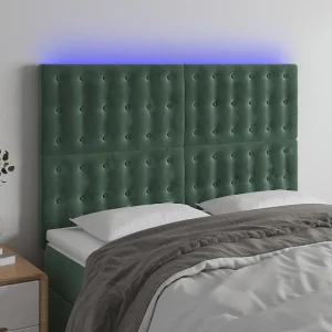 Hoofdbord | Hoofdeinde LED 144x5x118/128 cm fluweel donkergroen Hoofdbord | Hoofdeinde LED 144x5x118/128 cm fluweel donkergroen