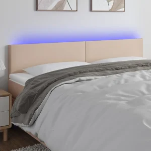 Hoofdbord | Hoofdeinde LED 180x5x78/88 cm kunstleer cappuccinokleurig Hoofdbord | Hoofdeinde LED 180x5x78/88 cm kunstleer cappuccinokleurig