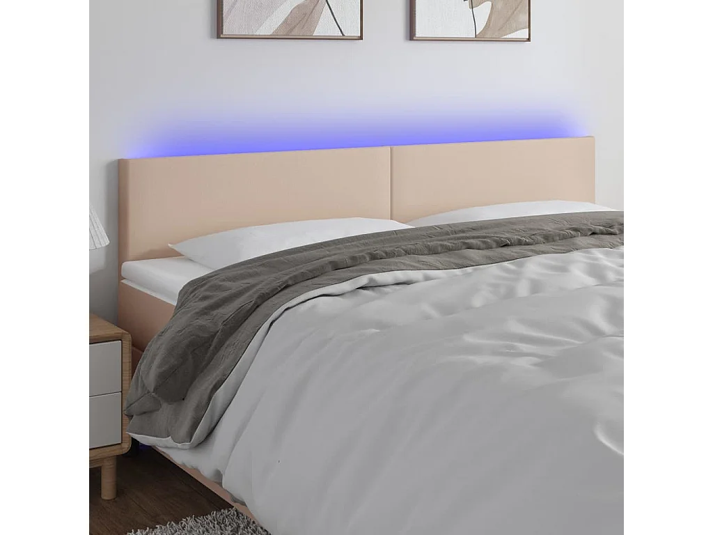 Hoofdbord | Hoofdeinde LED 180x5x78/88 cm kunstleer cappuccinokleurig