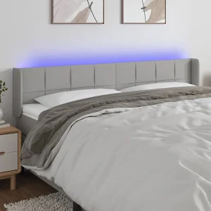 Hoofdbord | Hoofdeinde LED 163x16x78/88 cm stof lichtgrijs Hoofdbord | Hoofdeinde LED 163x16x78/88 cm stof lichtgrijs