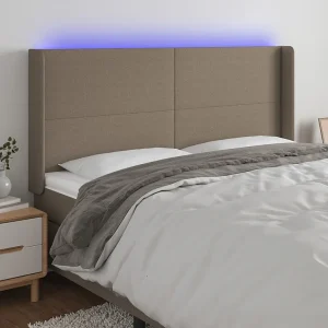 Hoofdbord | Hoofdeinde LED 163x16x118/128 cm stof taupe Hoofdbord | Hoofdeinde LED 163x16x118/128 cm stof taupe