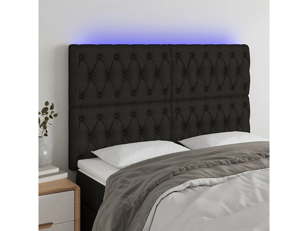 Hoofdbord | Hoofdeinde LED 160x7x118/128 cm stof zwart