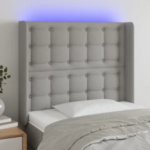 Hoofdbord | Hoofdeinde LED 103x16x118/128 cm stof lichtgrijs Hoofdbord | Hoofdeinde LED 103x16x118/128 cm stof lichtgrijs