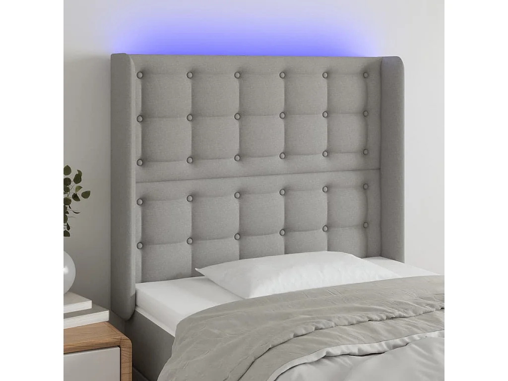 Hoofdbord | Hoofdeinde LED 103x16x118/128 cm stof lichtgrijs