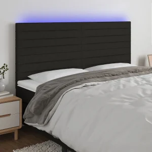 Hoofdbord | Hoofdeinde LED 200x5x118/128 cm stof zwart