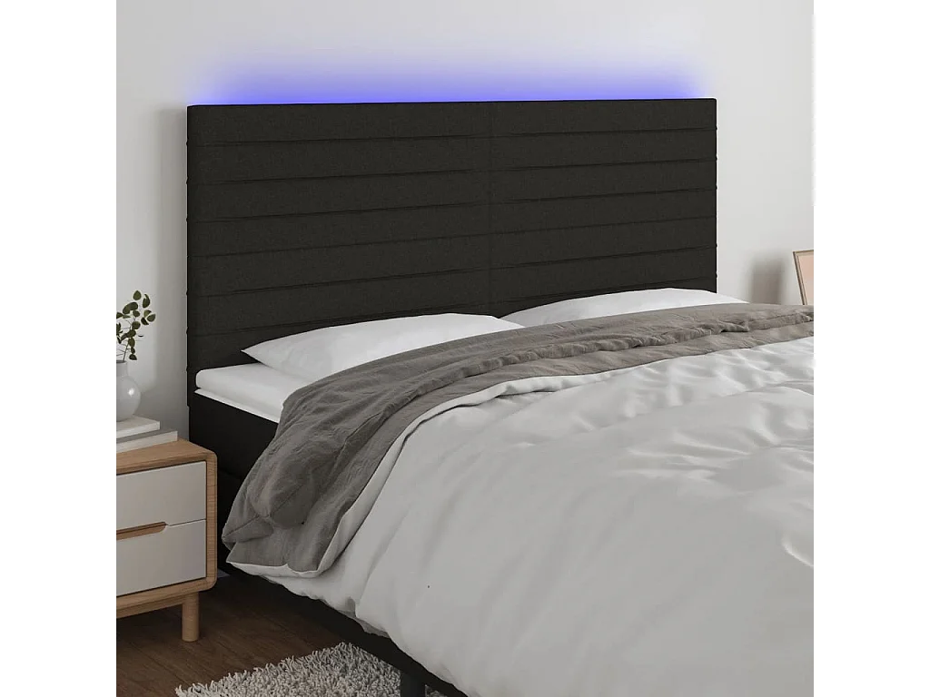 Hoofdbord | Hoofdeinde LED 200x5x118/128 cm stof zwart