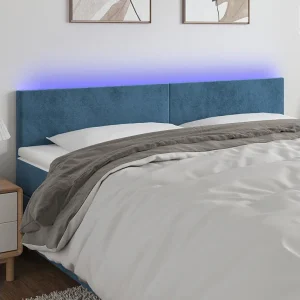Hoofdbord | Hoofdeinde LED 180x5x78/88 cm fluweel donkerblauw Hoofdbord | Hoofdeinde LED 180x5x78/88 cm fluweel donkerblauw