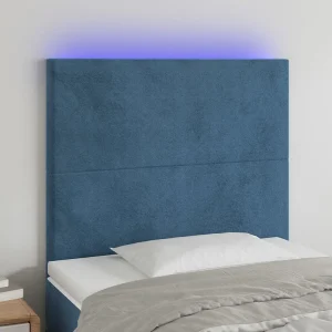 Hoofdbord | Hoofdeinde LED 90x5x118/128 cm fluweel donkerblauw Hoofdbord | Hoofdeinde LED 90x5x118/128 cm fluweel donkerblauw