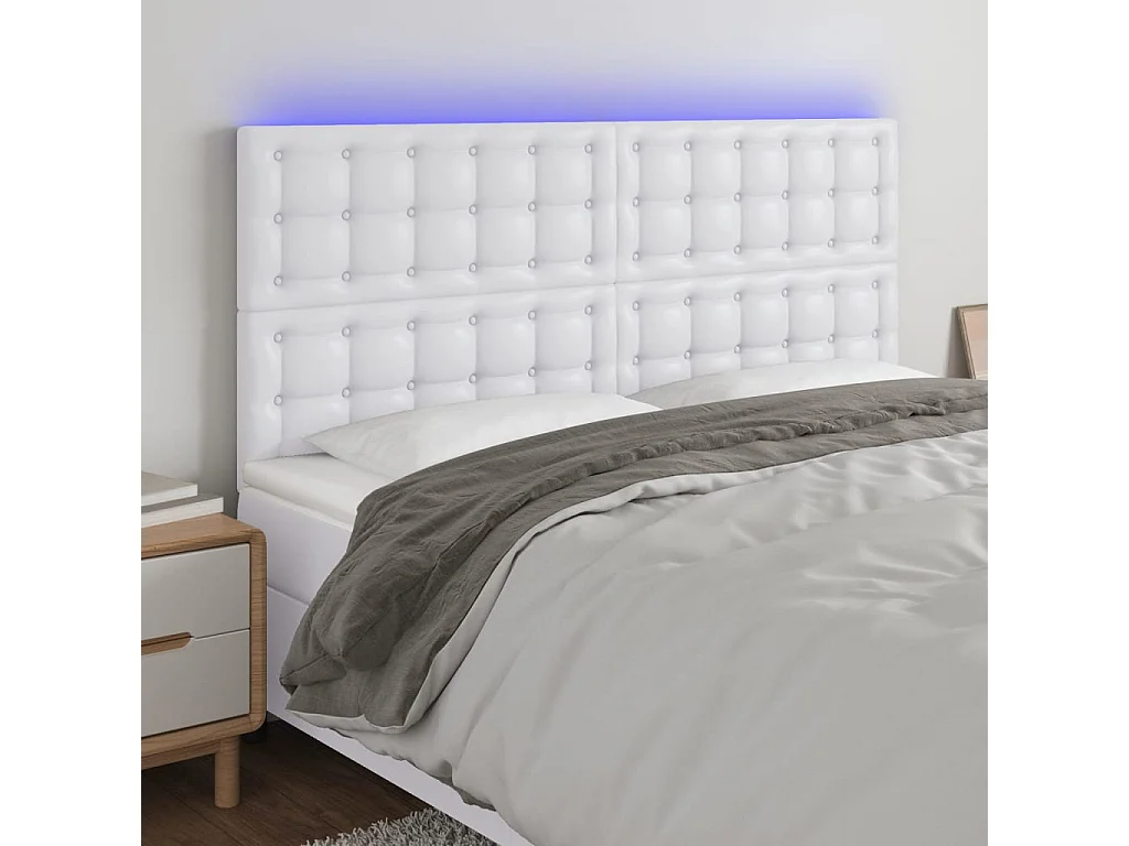 Hoofdbord | Hoofdeinde LED 180x5x118/128 cm kunstleer wit