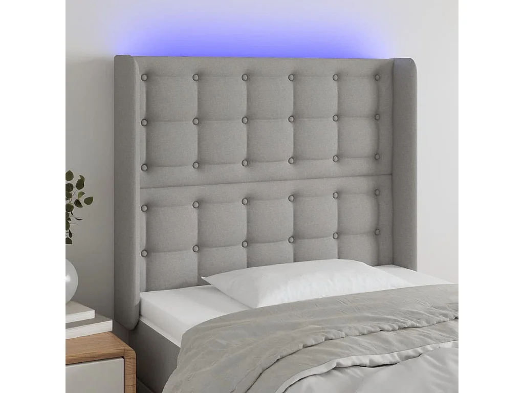 Hoofdbord | Hoofdeinde LED 83x16x118/128 cm stof lichtgrijs