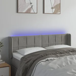 Hoofdbord | Hoofdeinde LED 147x16x78/88 cm fluweel lichtgrijs