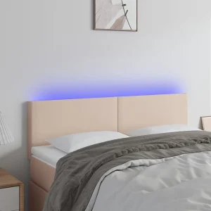 Hoofdbord | Hoofdeinde LED 144x5x78/88 cm kunstleer cappuccinokleurig