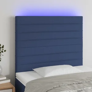 Hoofdbord | Hoofdeinde LED 100x5x118/128 cm stof blauw Hoofdbord | Hoofdeinde LED 100x5x118/128 cm stof blauw