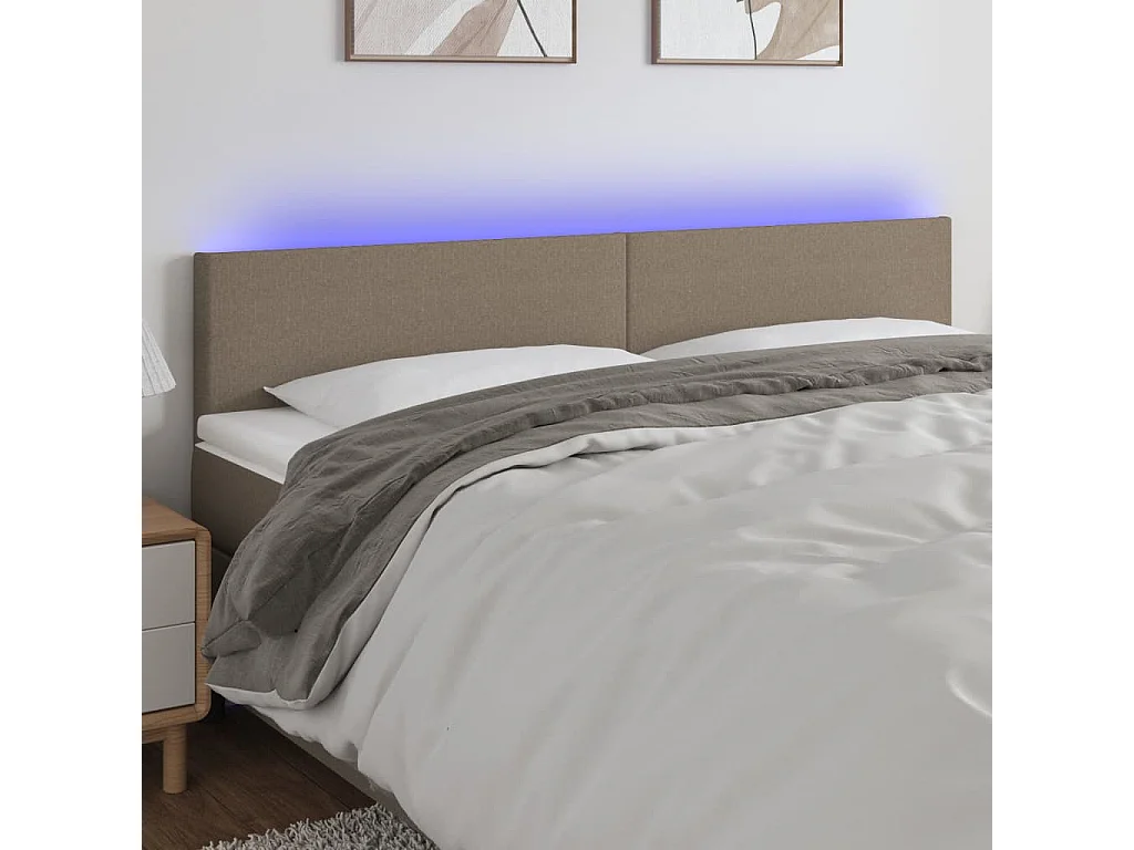 Hoofdbord | Hoofdeinde LED 180x5x78/88 cm stof taupe