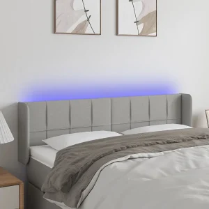 Hoofdbord | Hoofdeinde LED 147x16x78/88 cm stof lichtgrijs Hoofdbord | Hoofdeinde LED 147x16x78/88 cm stof lichtgrijs