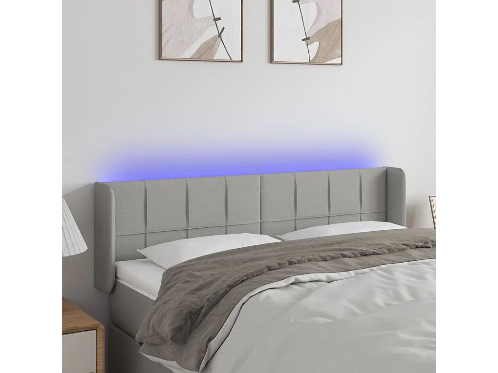Hoofdbord | Hoofdeinde LED 147x16x78/88 cm stof lichtgrijs