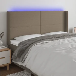 Hoofdbord | Hoofdeinde LED 183x16x118/128 cm stof taupe Hoofdbord | Hoofdeinde LED 183x16x118/128 cm stof taupe