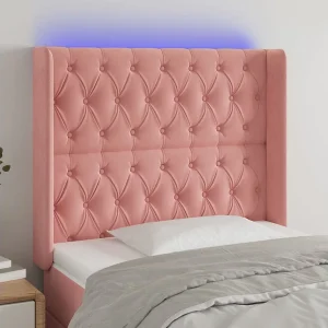 Hoofdbord | Hoofdeinde LED 93x16x118/128 cm fluweel roze Hoofdbord | Hoofdeinde LED 93x16x118/128 cm fluweel roze