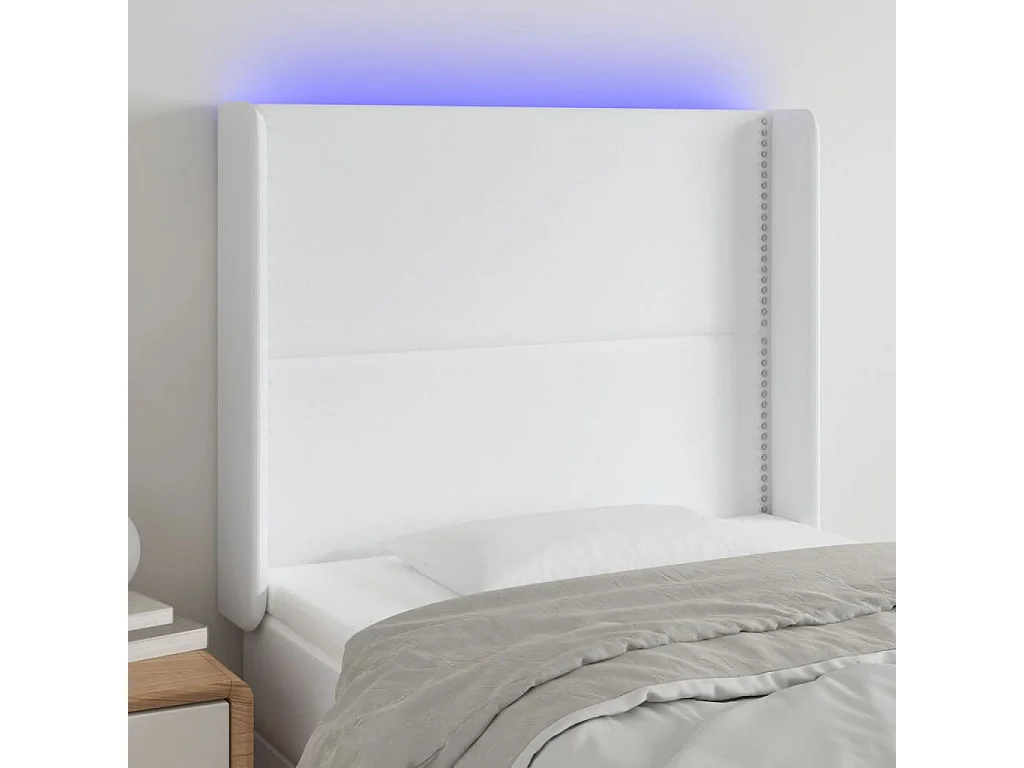 Hoofdbord | Hoofdeinde LED 103x16x118/128 cm kunstleer wit