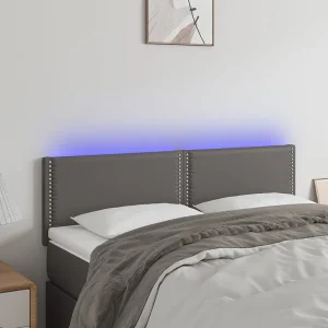 Hoofdbord | Hoofdeinde LED 144x5x78/88 cm kunstleer grijs