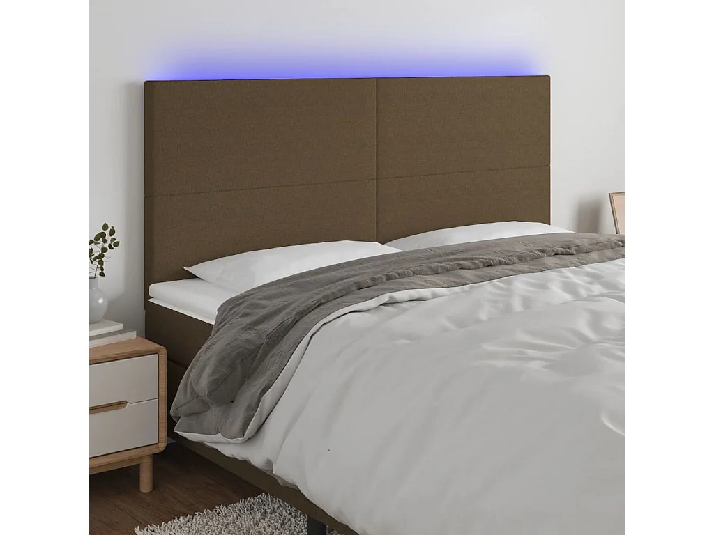 Hoofdbord | Hoofdeinde LED 200x5x118/128 cm stof donkerbruin