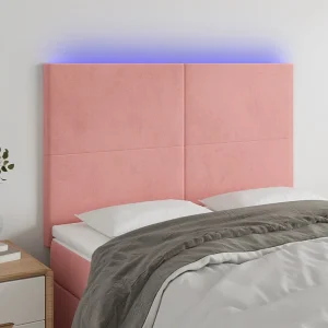 Hoofdbord | Hoofdeinde LED 144x5x118/128 cm fluweel zwart Hoofdbord | Hoofdeinde LED 144x5x118/128 cm fluweel zwart