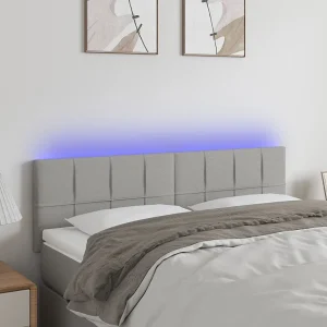 Hoofdbord | Hoofdeinde LED 144x5x78/88 cm stof lichtgrijs