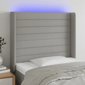 Hoofdbord | Hoofdeinde LED 93x16x118/128 cm stof lichtgrijs Hoofdbord | Hoofdeinde LED 93x16x118/128 cm stof lichtgrijs