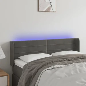 Hoofdbord | Hoofdeinde LED 147x16x78/88 cm fluweel donkergrijs