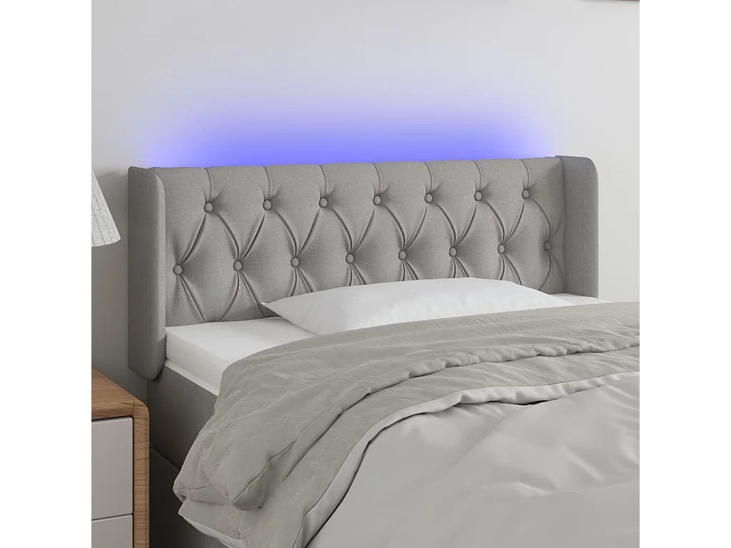 Hoofdbord | Hoofdeinde LED 103x16x78/88 cm stof lichtgrijs