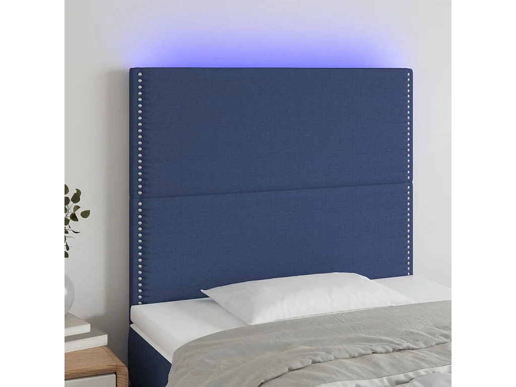 Hoofdbord | Hoofdeinde LED 100x5x118/128 cm stof blauw