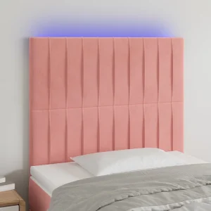 Hoofdbord | Hoofdeinde LED 80x5x118/128 cm fluweel roze Hoofdbord | Hoofdeinde LED 80x5x118/128 cm fluweel roze