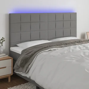 Hoofdbord | Hoofdeinde LED 160x5x118/128 cm stof donkergrijs Hoofdbord | Hoofdeinde LED 160x5x118/128 cm stof donkergrijs