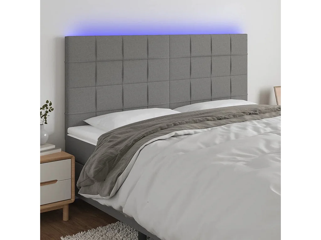Hoofdbord | Hoofdeinde LED 160x5x118/128 cm stof donkergrijs