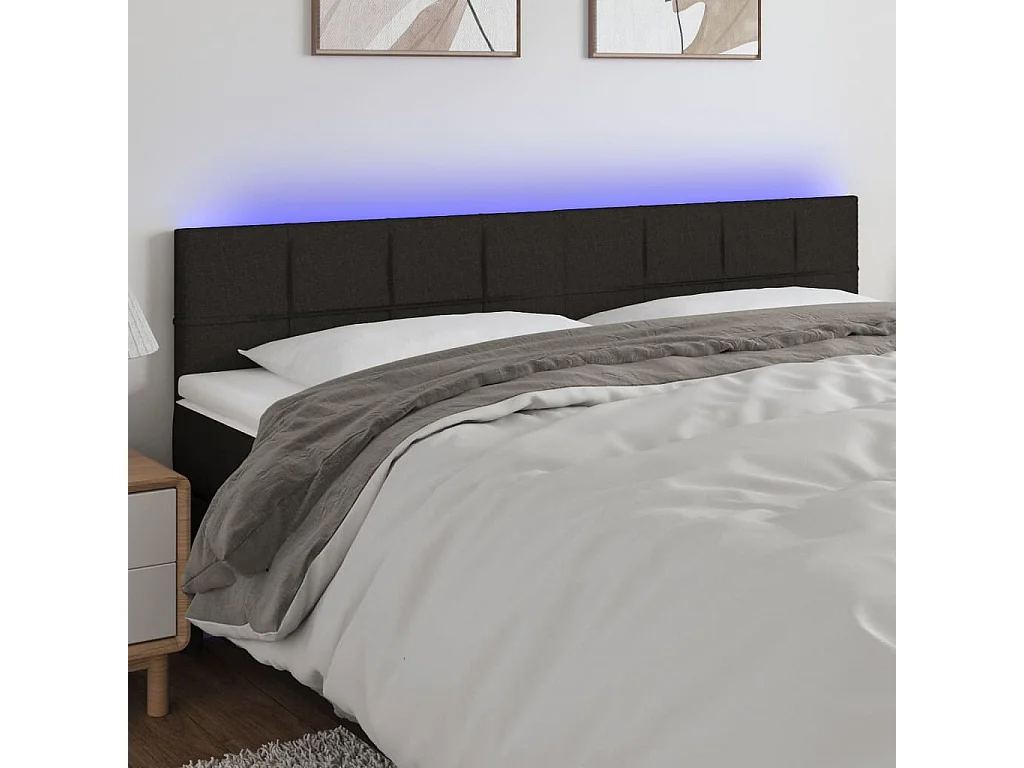 Hoofdbord | Hoofdeinde LED 160x5x78/88 cm stof zwart