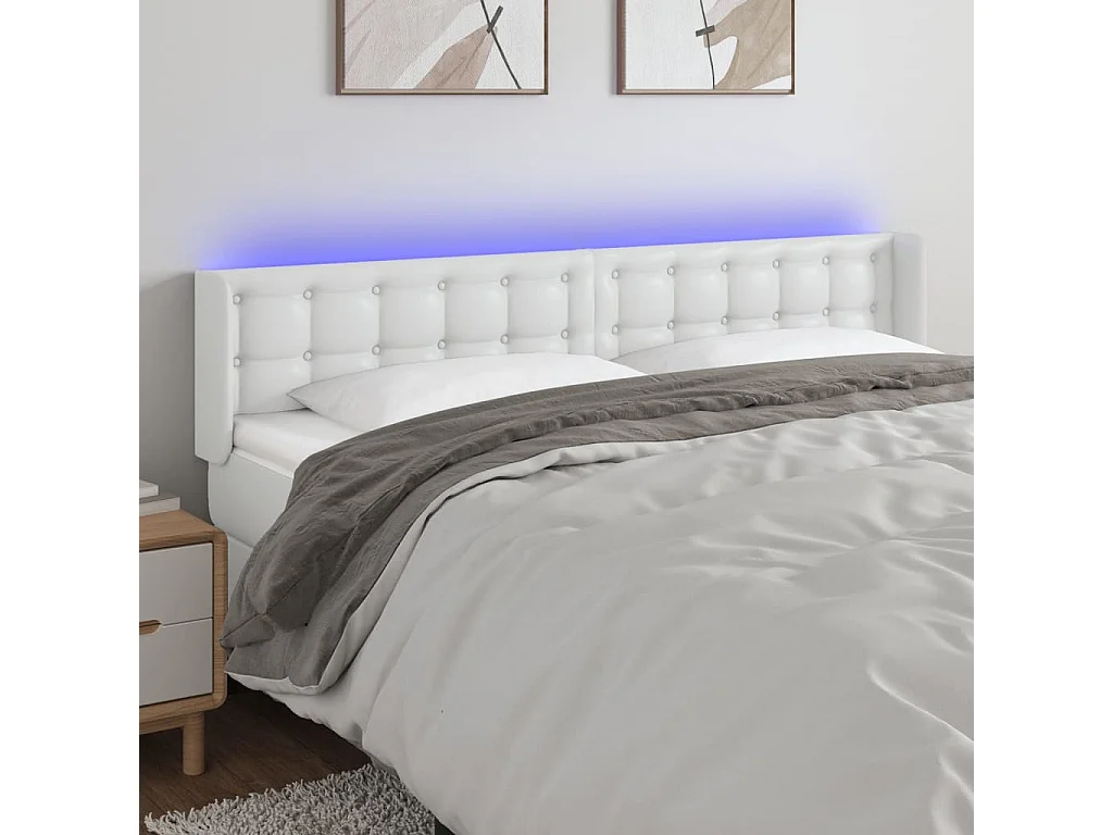 Hoofdbord | Hoofdeinde LED 163x16x78/88 cm kunstleer wit