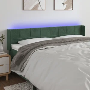 Hoofdbord | Hoofdeinde LED 163x16x78/88 cm fluweel donkergroen Hoofdbord | Hoofdeinde LED 163x16x78/88 cm fluweel donkergroen