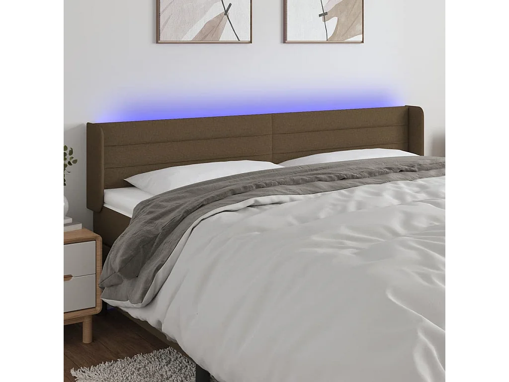 Hoofdbord | Hoofdeinde LED 163x16x78/88 cm stof donkerbruin