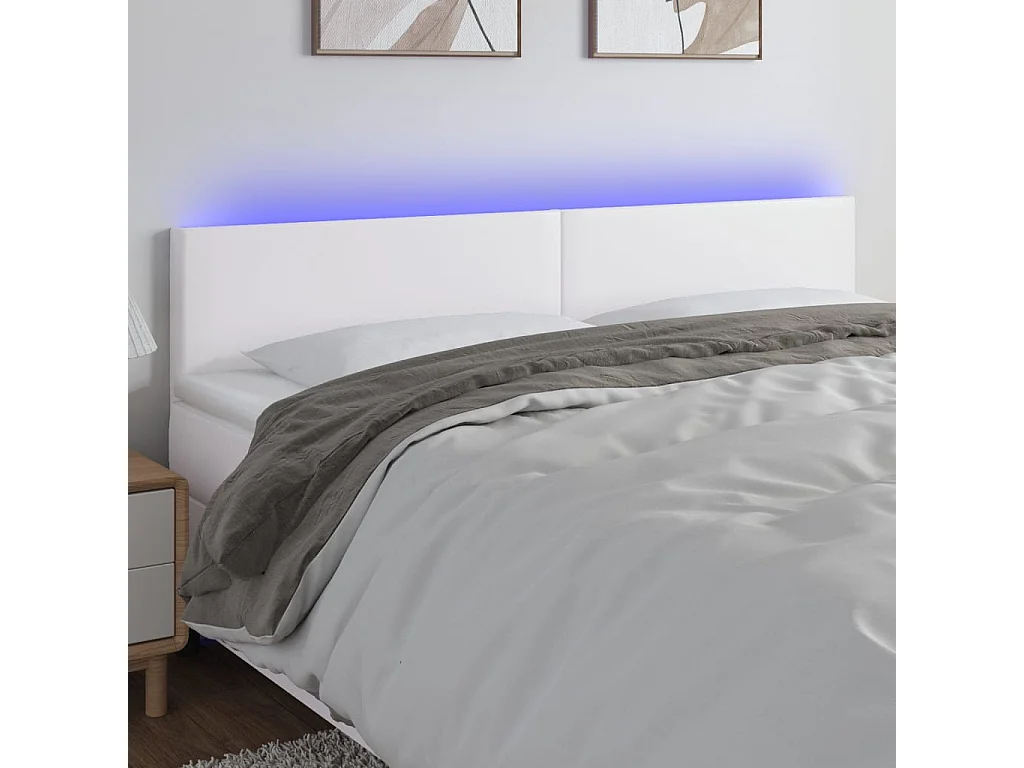 Hoofdbord | Hoofdeinde LED 160x5x78/88 cm kunstleer wit