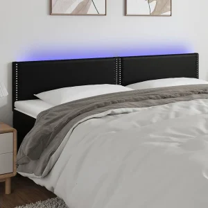 Hoofdbord | Hoofdeinde LED 180x5x78/88 cm kunstleer zwart Hoofdbord | Hoofdeinde LED 180x5x78/88 cm kunstleer zwart