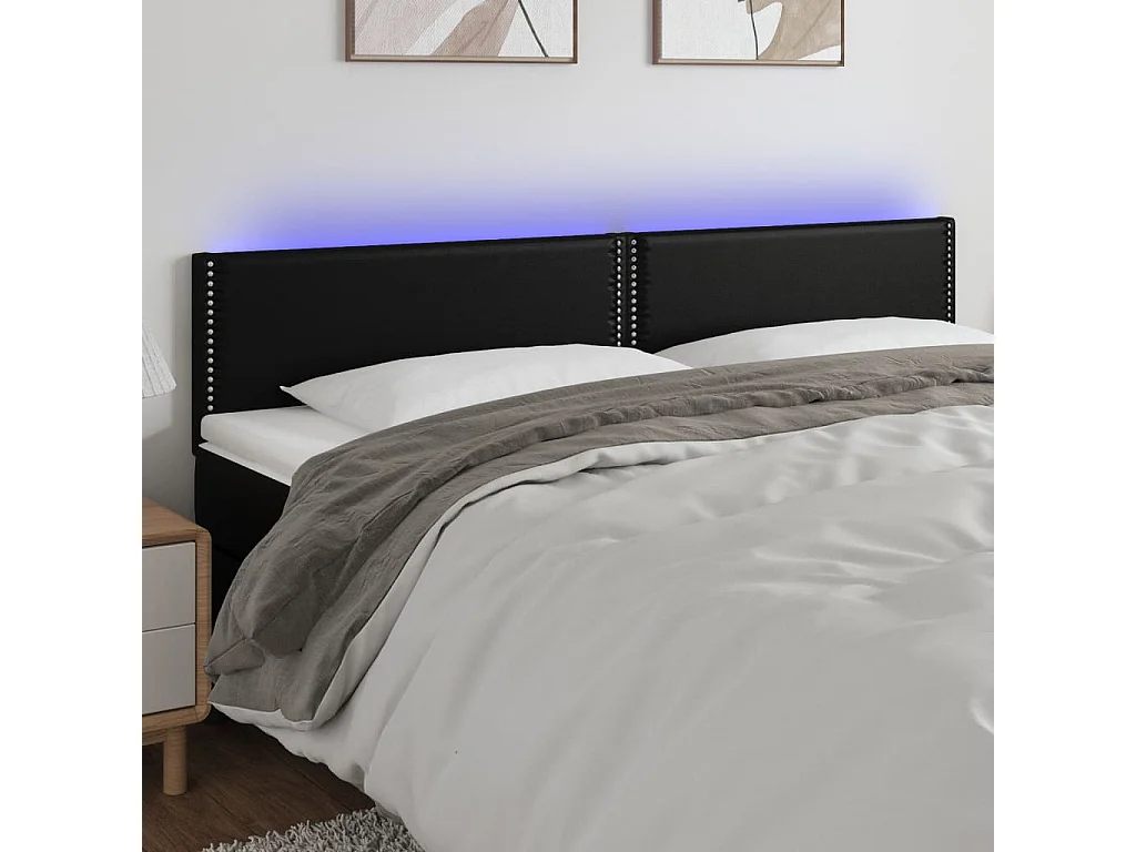 Hoofdbord | Hoofdeinde LED 180x5x78/88 cm kunstleer zwart