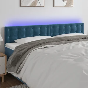 Hoofdbord | Hoofdeinde LED 160x5x78/88 cm fluweel donkerblauw Hoofdbord | Hoofdeinde LED 160x5x78/88 cm fluweel donkerblauw